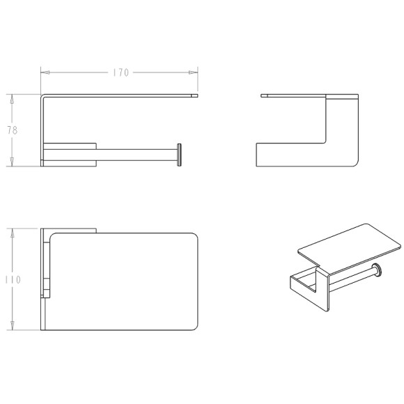 Держатель туалетной бумаги Boheme Q 10941-G-B с полочкой Черный Золото