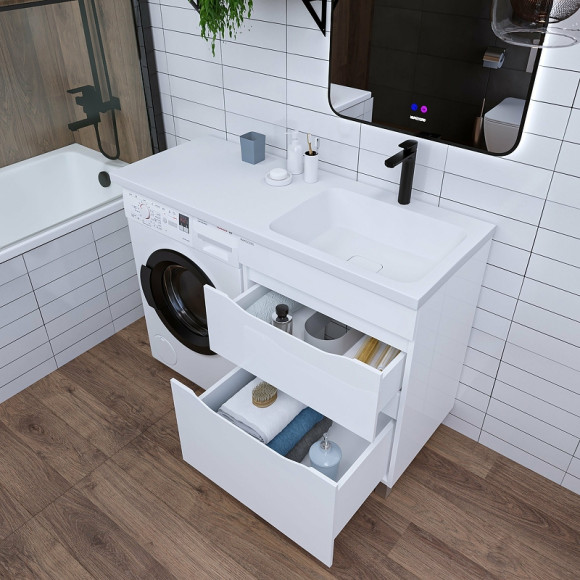 Раковина Grossman Madera Камилла 110 R 1101032 с местом под стиральную машину Белая Раковина Grossman Madera Камилла 110 R 1101032 с местом под стиральную машину Белая