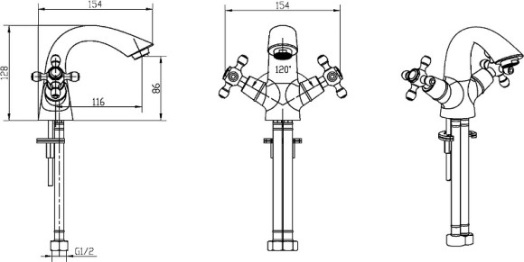 Смеситель для раковины Boheme Royal Cristal 291-Royal/CRSTBlack Золото Смеситель для раковины Boheme Royal Cristal 291-Royal/CRSTBlack Золото