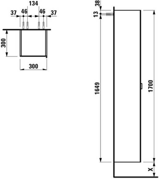 Шкаф пенал Laufen Val 30 4.1090.1.160.100.1 подвесной Белый матовый Шкаф пенал Laufen Val 30 4.1090.1.160.100.1 подвесной Белый матовый