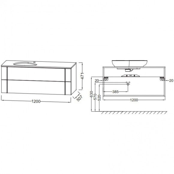 Тумба под раковину Jacob Delafon Nouvelle Vague 120 EB3041-NR2 подвесная Коричневая кожа