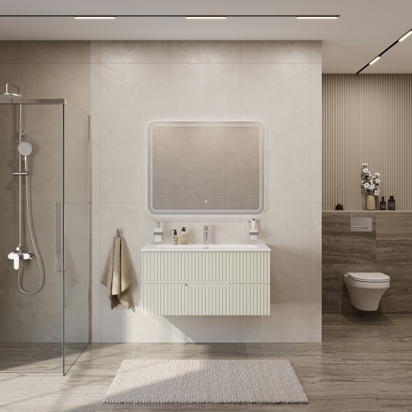 Тумба под раковину Cezares Duet-N 100 DUET-N-1000-2C-SO-AS-P подвесная Альпака брашированная