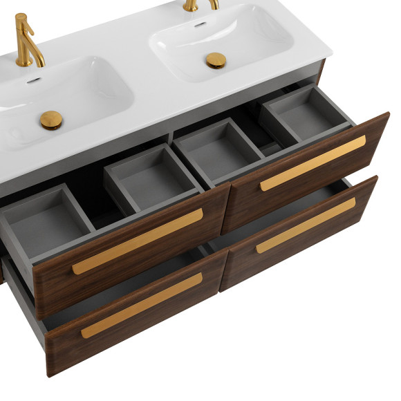 Тумба под раковину Cezares Eco-Cer-N 120 ECO-CER-N-1200-4C-SO-2-NCS-P подвесная Орех шоколад Софт без ручек