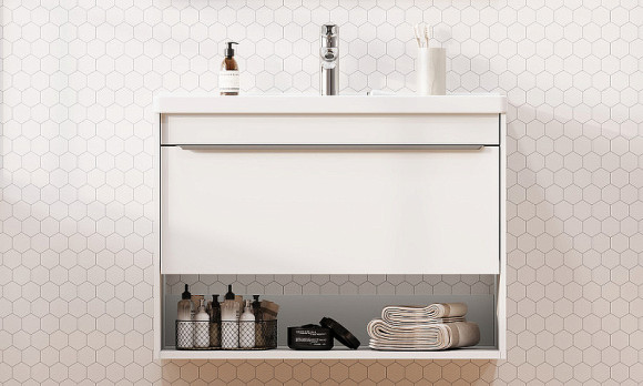 Тумба под раковину Aquaton Хоуп 80 1A287301HP2B0 подвесная Белая матовая