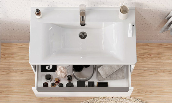 Тумба под раковину Aquaton Хоуп 80 1A287301HP2B0 подвесная Белая матовая