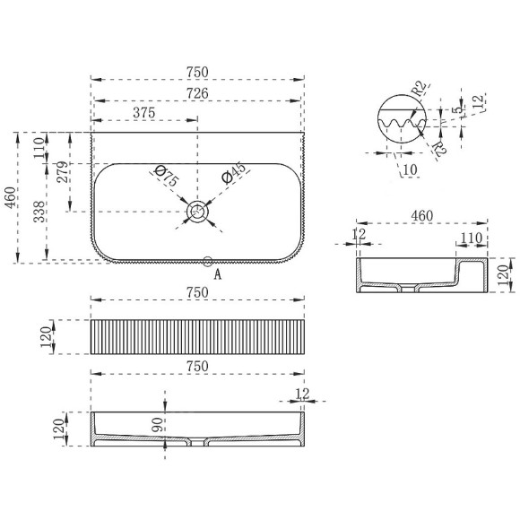 Раковина Vincea 75 VWB-6SG75MW Белая матовая Раковина Vincea 75 VWB-6SG75MW Белая матовая