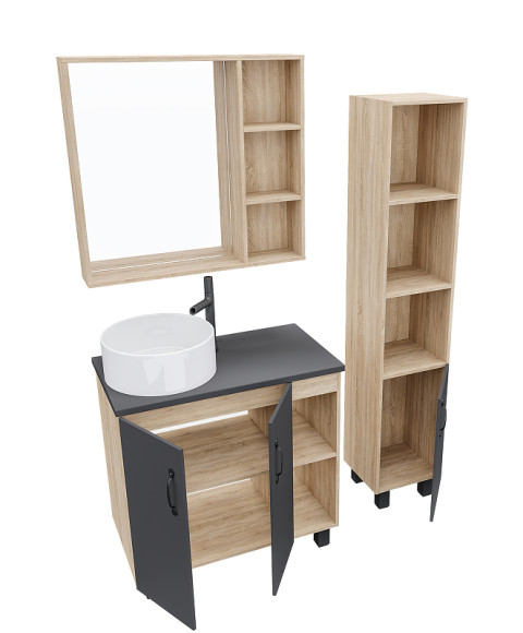 Тумба под раковину Grossman Флай 80 108002 Дуб сонома Серая