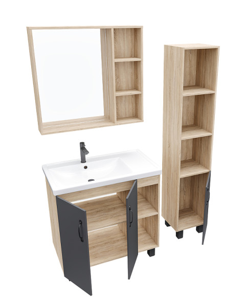 Тумба под раковину Grossman Флай 80 108002 Дуб сонома Серая