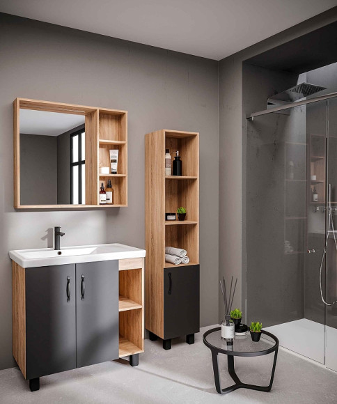 Тумба под раковину Grossman Флай 80 108002 Дуб сонома Серая