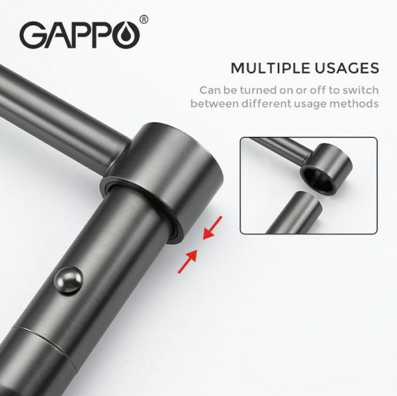 Смеситель для кухни Gappo G4398-51 Графит Черный