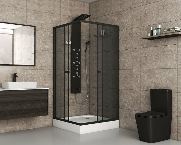 Душевой уголок Niagara Eco 100х80 NG-018-14QT профиль Черный стекло тонированное Душевой уголок Niagara Eco 100х80 NG-018-14QT профиль Черный стекло тонированное