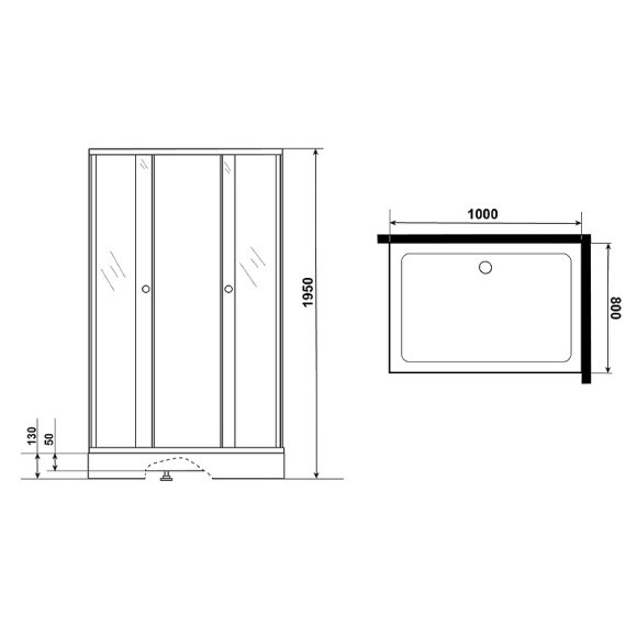 Душевой уголок Niagara Eco 100х80 NG-018-14Q BLACK профиль Черный стекло прозрачное с рисунком Душевой уголок Niagara Eco 100х80 NG-018-14Q BLACK профиль Черный стекло прозрачное с рисунком