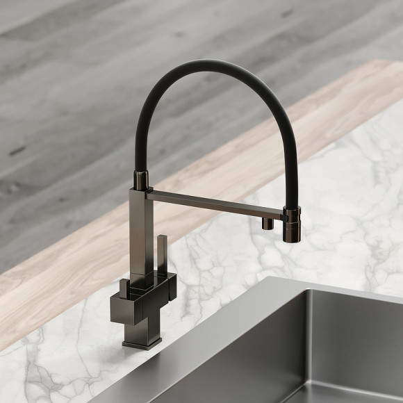 Смеситель для кухни Sancos Moro SC4006GG Вороненая сталь Черный