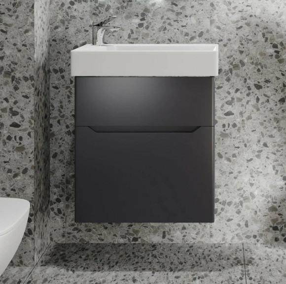 Тумба под раковину Jorno Folk 55 Folk.01.55/P/A/JR подвесная Антрацит
