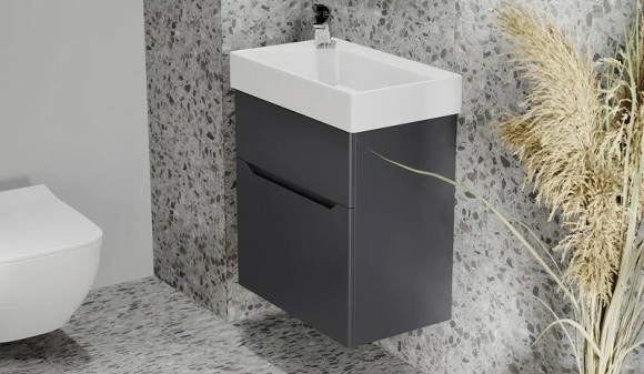 Тумба под раковину Jorno Folk 55 Folk.01.55/P/A/JR подвесная Антрацит
