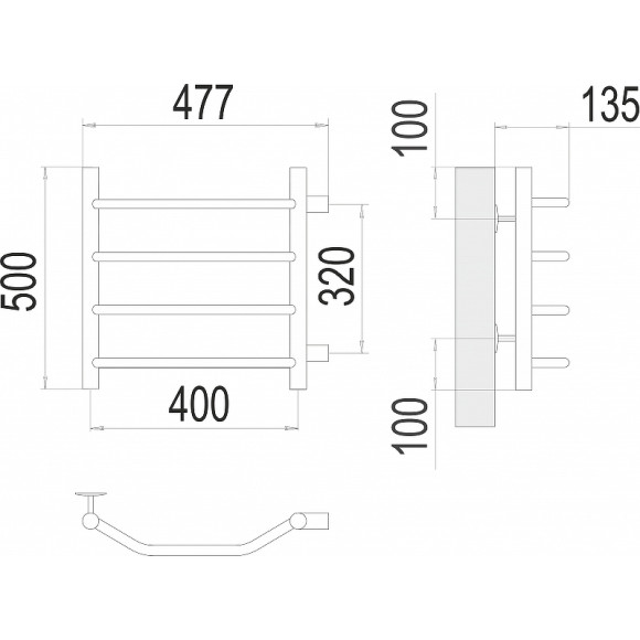 Водяной полотенцесушитель Terminus Виктория П4 400х500 бп320 4670078530042 Хром, боковое подключение, G 1" НР Водяной полотенцесушитель Terminus Виктория П4 400х500 бп320 4670078530042 Хром, боковое подключение, G 1" НР