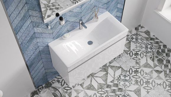 Тумба под раковину Velvex Pulsus 100 tp.PUL.PUL.100.1Y подвесная Белая глянцевая