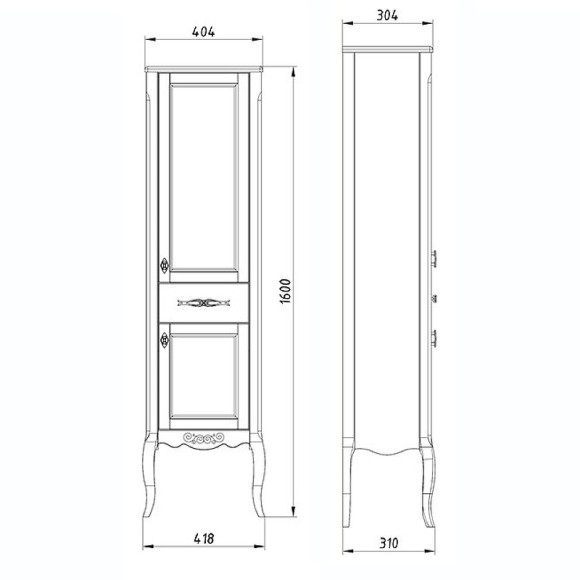 Шкаф пенал ASB-Woodline Модерн 40 11256 Антикварный орех