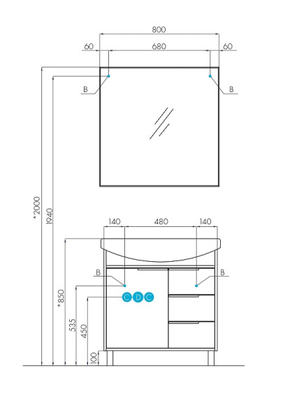 Зеркало Aquaton Рико 80 1A216502RI010 Белое