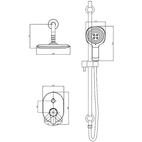 Душевая система D&K Rhein Marx DA1395701 Хром