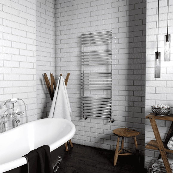 Водяной полотенцесушитель Terminus Кремона П16 500х1000 4670078530677 Хром, нижнее подключение, G 1/2" ВР, с комплектом вентилей