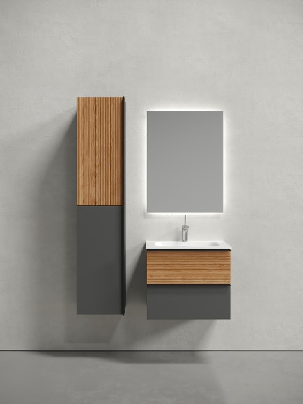 Тумба под раковину Sancos Delta 60 DL60GR подвесная Дуб красный Графит