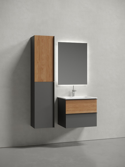 Тумба под раковину Sancos Delta 60 DL60GR подвесная Дуб красный Графит