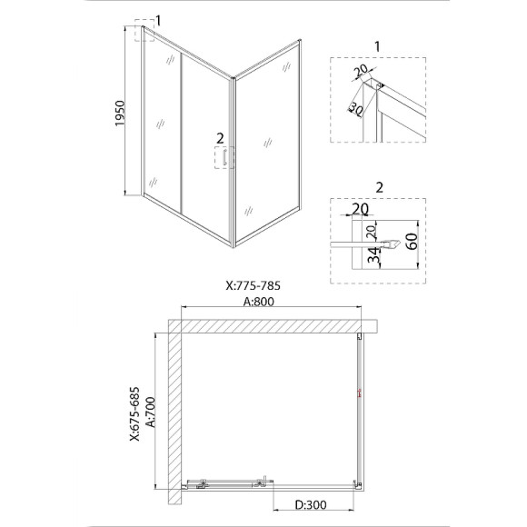 Душевая дверь Niagara Nova 80 NG-82-8AB профиль Черный стекло прозрачное Душевая дверь Niagara Nova 80 NG-82-8AB профиль Черный стекло прозрачное