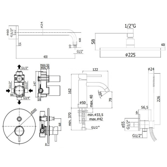 Комплект смесителей Paffoni Light KITLIG015HG071 Золото медовое