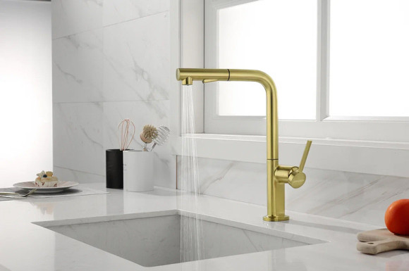 Смеситель для кухни Paulmark Neo Ne214419-SBG Светлое брашированное золото