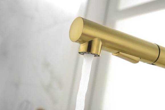 Смеситель для кухни Paulmark Neo Ne214419-SBG Светлое брашированное золото