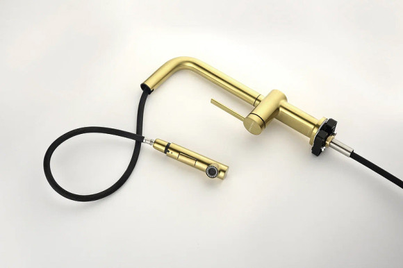 Смеситель для кухни Paulmark Neo Ne214419-SBG Светлое брашированное золото