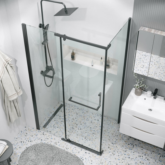 Душевой уголок Grossman Pragma 120х90 120.K33.03.1290.21.00 профиль Черный матовый стекло прозрачное