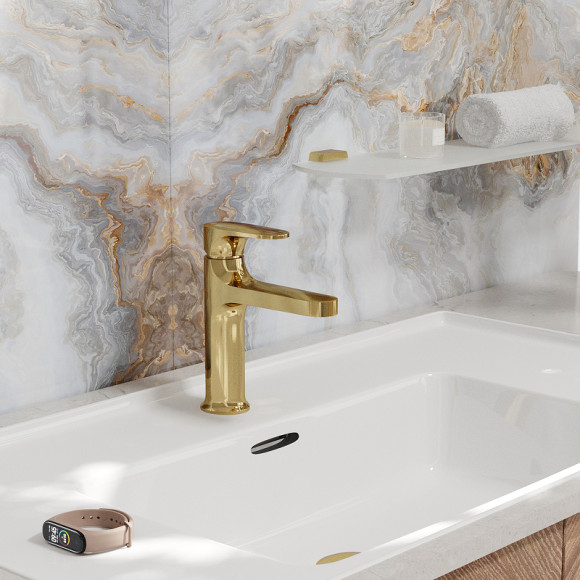 Смеситель для раковины WasserKRAFT Neckar 2103 Золото глянцевое Смеситель для раковины WasserKRAFT Neckar 2103 Золото глянцевое