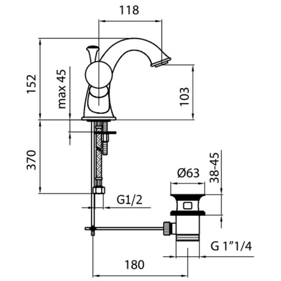 Смеситель для раковины Webert Karenina KA700102015 Хром Смеситель для раковины Webert Karenina KA700102015 Хром