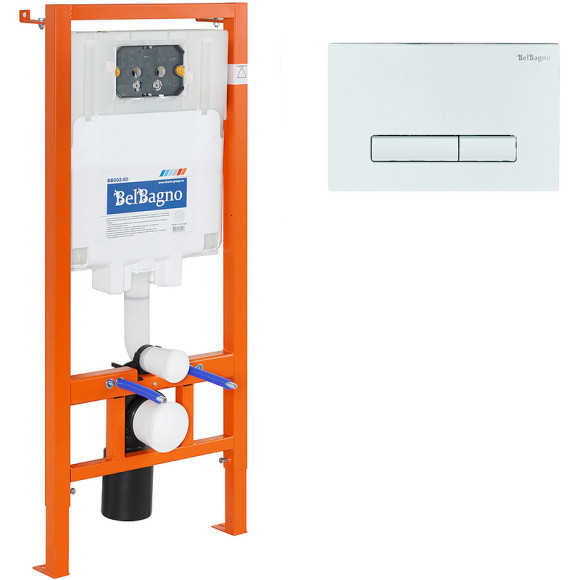 Комплект унитаза с инсталляцией BelBagno Loto BB070CHR/SC/BB002-80/BB018-GV-BIANCO с сиденьем Микролифт и Белой клавишей смыва Комплект унитаза с инсталляцией BelBagno Loto BB070CHR/SC/BB002-80/BB018-GV-BIANCO с сиденьем Микролифт и Белой клавишей смыва