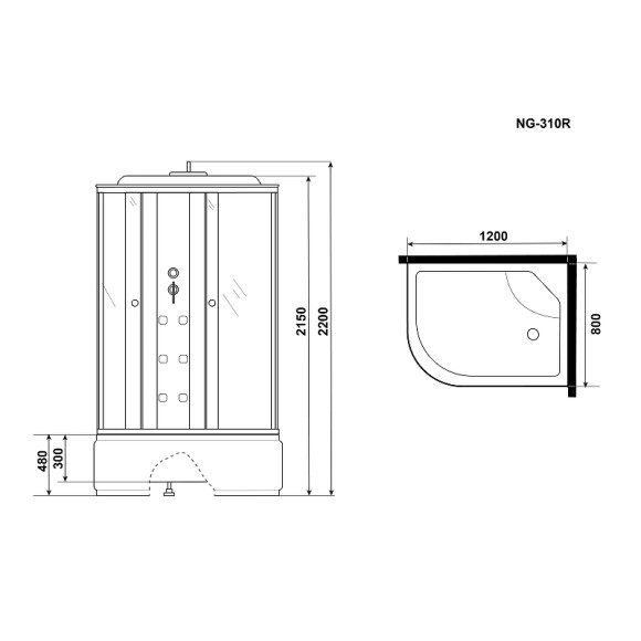 Душевая кабина Niagara Ultra 120x80 R NG-310-01R с гидромассажем Душевая кабина Niagara Ultra 120x80 R NG-310-01R с гидромассажем