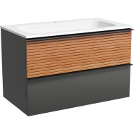 Тумба под раковину Sancos Delta 80 DL80GR подвесная Дуб красный Графит
