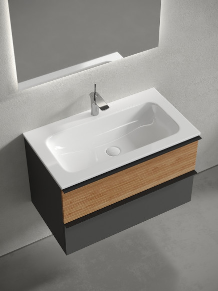 Тумба под раковину Sancos Delta 80 DL80GR подвесная Дуб красный Графит