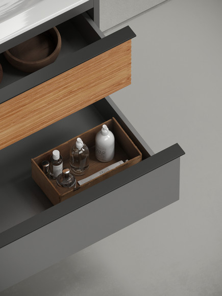 Тумба под раковину Sancos Delta 80 DL80GR подвесная Дуб красный Графит