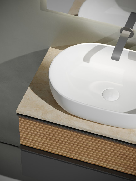 Тумба под раковину Sancos Delta 80 DL80GR подвесная Дуб красный Графит