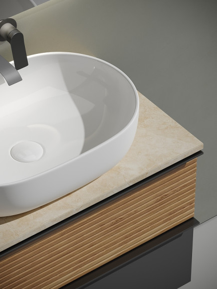 Тумба под раковину Sancos Delta 80 DL80GR подвесная Дуб красный Графит