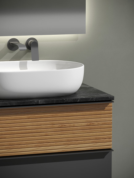 Тумба под раковину Sancos Delta 80 DL80GR подвесная Дуб красный Графит