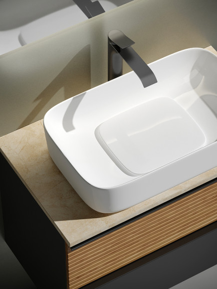 Тумба под раковину Sancos Delta 80 DL80GR подвесная Дуб красный Графит