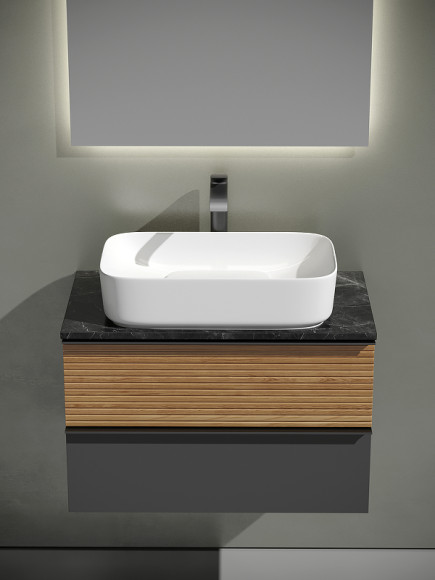 Тумба под раковину Sancos Delta 80 DL80GR подвесная Дуб красный Графит