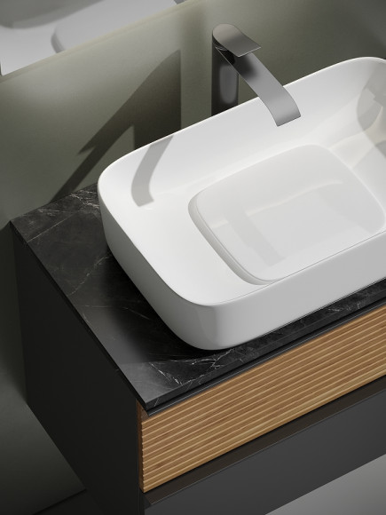 Тумба под раковину Sancos Delta 80 DL80GR подвесная Дуб красный Графит