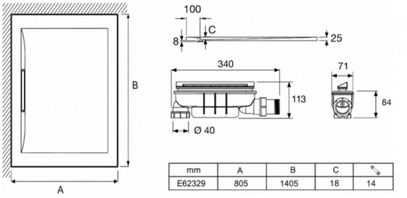 Душевой поддон из материала Flight Jacob Delafon Flight Pure 140x80 E62329-00 Белый глянец
