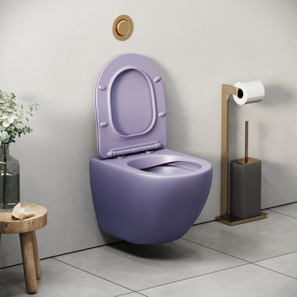 Унитаз Grossman Color GR-4455LIMS подвесной Фиолетовый матовый с сиденьем Микролифт Унитаз Grossman Color GR-4455LIMS подвесной Фиолетовый матовый с сиденьем Микролифт