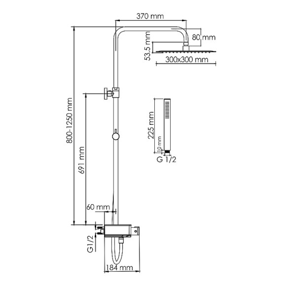 Душевая система WasserKRAFT Abens A114.162.217.CB Thermo с термостатом Черная матовая Хром
