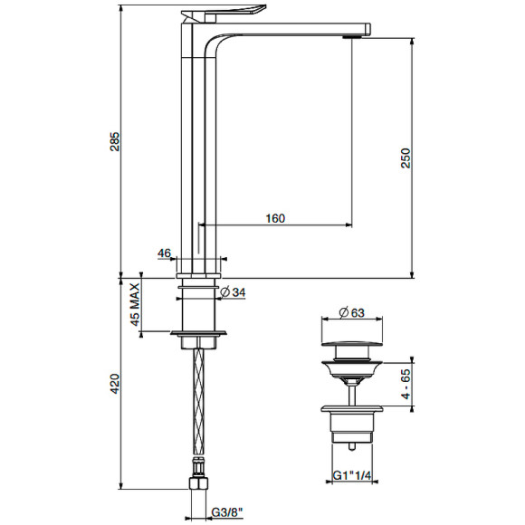 Смеситель для раковины Gattoni Soffio 8146/81DS Темный никель шлифованный Смеситель для раковины Gattoni Soffio 8146/81DS Темный никель шлифованный